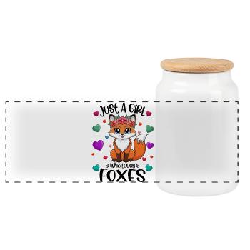 Kleiner Fuchs mit Blumenkranz-Fuchs Blumenkrone - Panorama Keksdose mit Holzdeckel - Weiß - Vorne
