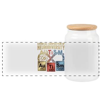 Neurodiversity Autism Chemistry Periodic Table - Panoramic Cookie Jar with Wooden Lid - white - Front