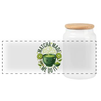 Matcha hat mich dazu gebracht, es lustig zu machen, grüner Tee-Matcha-Liebhaber - Panorama Keksdose mit Holzdeckel - Weiß - Vorne