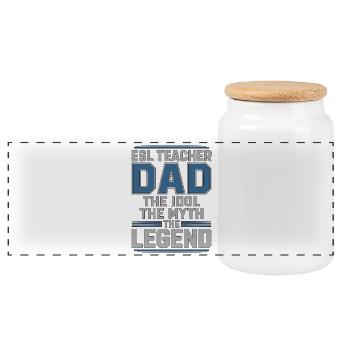 ESL Teacher Dad The Idol The Myth Language Teacher - Panoramic Cookie Jar with Wooden Lid - white - Front