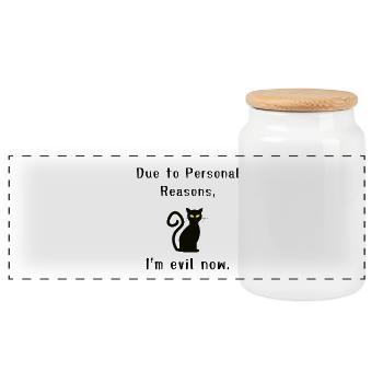 Due To Personal Reasons I'm Evil Now - Panoramic Cookie Jar with Wooden Lid - white - Front