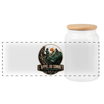 Appel du Sommet Grimpeur - Boîte à biscuits avec couvercle en bois - blanc - Devant
