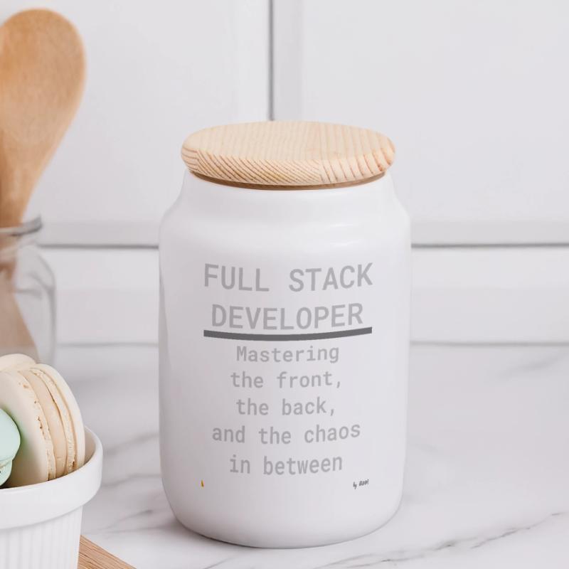 Full Stack Develo: Front, Back und Chaos Panorama Keksdose mit Holzdeckel