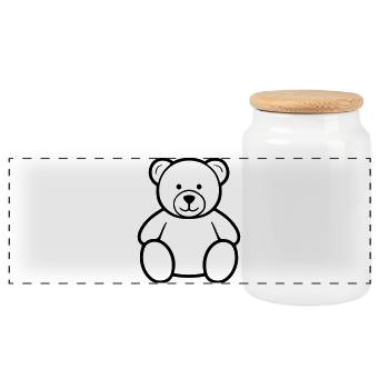 bear - Panoramic Cookie Jar with Wooden Lid - white - Front