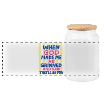 God laughed: You're going to have fun - Panoramic Cookie Jar with Wooden Lid - white - Front