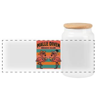 Malle Diven Beach Club Flamingo Mallorca Party  - Panorama Keksdose mit Holzdeckel - Weiß - Vorne