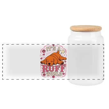 T-shirt de chiot Labrador Ruff World - Boîte à biscuits avec couvercle en bois - blanc - Devant