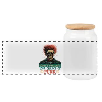 Punk For A Day - Panoramic Cookie Jar with Wooden Lid - white - Front