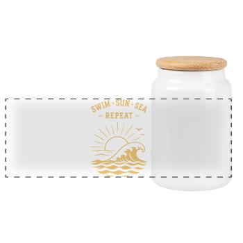 Swim Sun Sea Repeat Summer Waves Ocean - Panoramic Cookie Jar with Wooden Lid - white - Front