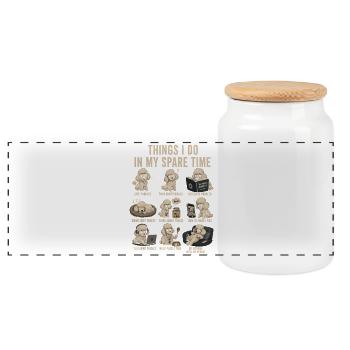 Poodle Leisure: Things I Do - Panoramic Cookie Jar with Wooden Lid - white - Front