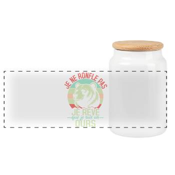 Je Ne Ronfle Pas Je Rêve Que Je Suis Un Ours - Boîte à biscuits avec couvercle en bois - blanc - Devant
