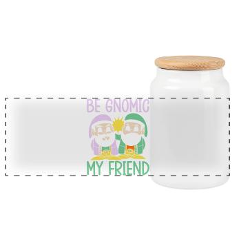 Garden Gnome Costume Be Gnomic My Friend Gnome - Panoramic Cookie Jar with Wooden Lid - white - Front