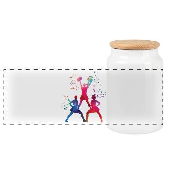 Cheerleader Cheer Mom Cheerleading - Panoramic Cookie Jar with Wooden Lid - white - Front