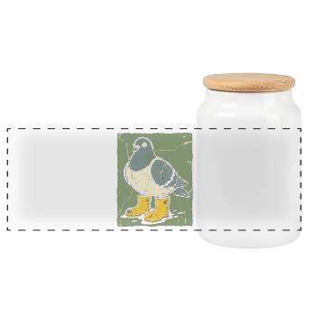 Colombe aux bottes jaunes - Boîte à biscuits avec couvercle en bois - blanc - Devant