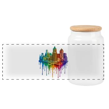 Art dégoulinant de Milwaukee, Wisconsin - Boîte à biscuits avec couvercle en bois - blanc - Devant