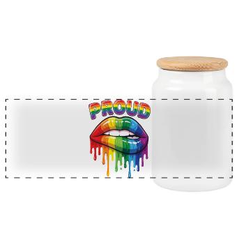 Pride Month LGBT - Proud! - Panoramic Cookie Jar with Wooden Lid - white - Front