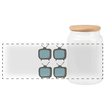 fernseher_4fach - Boîte à biscuits avec couvercle en bois - blanc - Devant