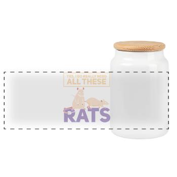 Rat, house rat, rat owner, rat lover - Panoramic Cookie Jar with Wooden Lid - white - Front