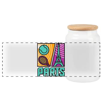 Maillot du tournoi de tennis de Paris, tennis rétro - Boîte à biscuits avec couvercle en bois - blanc - Devant