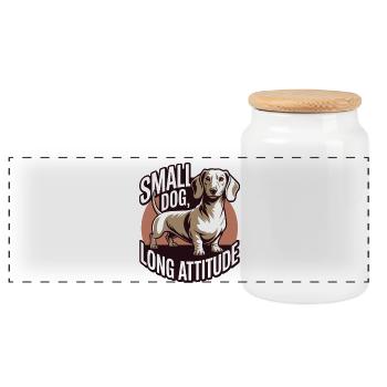 Attitude teckel - Boîte à biscuits avec couvercle en bois - blanc - Devant