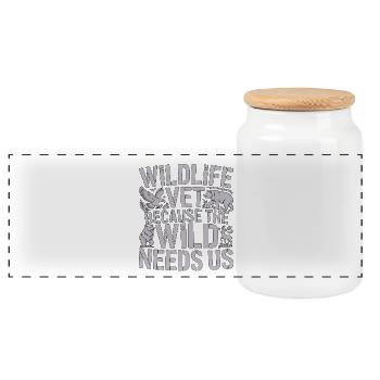 Wildlife Vet Because The Wild Needs Animal Care - Panoramic Cookie Jar with Wooden Lid - white - Front
