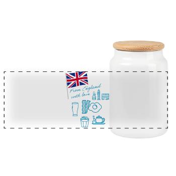 EXANGLIA (Blue) - Panoramic Cookie Jar with Wooden Lid - white - Front