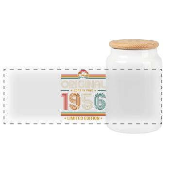 Cadeau de 70e anniversaire Millésime juin Millésime 1956 - Boîte à biscuits avec couvercle en bois - blanc - Devant
