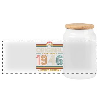 Cadeau du 80e anniversaire Millésime juin 1946 - Boîte à biscuits avec couvercle en bois - blanc - Devant