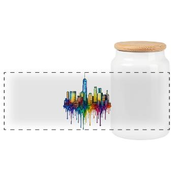 New York City New York Dripping Art - Panoramic Cookie Jar with Wooden Lid - white - Front