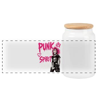Punk Spirit Animal Spruch Shirt - Boîte à biscuits avec couvercle en bois - blanc - Devant