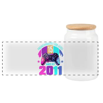 15. Geburtstag Junge Mädchen - Panorama Keksdose mit Holzdeckel - Weiß - Vorne