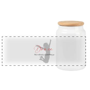 Tanzende Frauen Silhouette mit Inschrift - Panorama Keksdose mit Holzdeckel - Weiß - Vorne