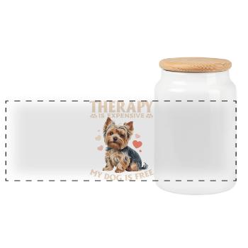 Yorkshire Terrier Yorkie Dog Breed - Panorama Keksdose mit Holzdeckel - Weiß - Vorne