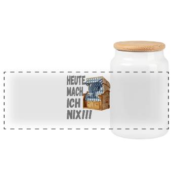  Heute Mach Ich Nix Strandkorb Urlaub Nordsee - Panorama Keksdose mit Holzdeckel - Weiß - Vorne