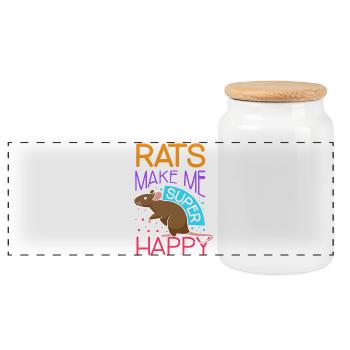 Rat, house rat, rat owner, rat lover - Panoramic Cookie Jar with Wooden Lid - white - Front