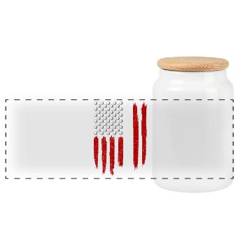 USA Flag Golf Patriotic American Golfer - Panorama Keksdose mit Holzdeckel - Weiß - Vorne