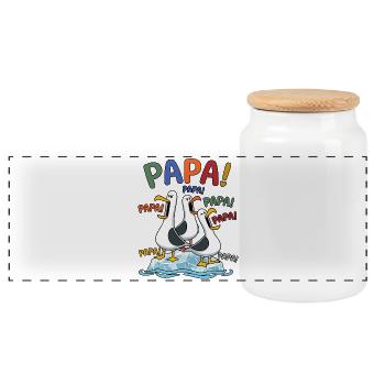 Daddy Mouettes sur la bande glacée - Conception de bandes dessinées - Boîte à biscuits avec couvercle en bois - blanc - Devant