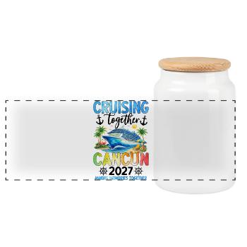 Cruising Together Cancun 2027 - Panoramic Cookie Jar with Wooden Lid - white - Front