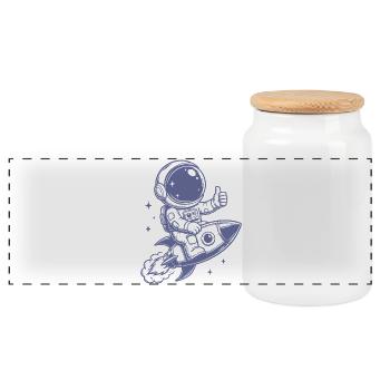 Astronaute en aventure spatiale - Boîte à biscuits avec couvercle en bois - blanc - Devant