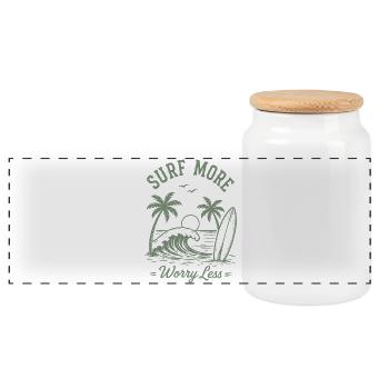 Surfez plus, inquiétez-vous, moins de vagues de vacances d’été - Boîte à biscuits avec couvercle en bois - blanc - Devant