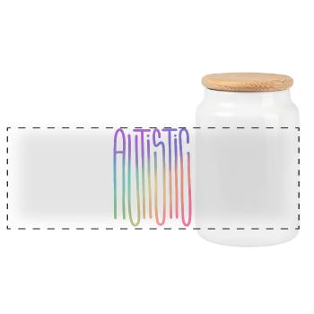 Autistic Spectrum Flow - Panoramic Cookie Jar with Wooden Lid - white - Front