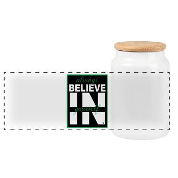Always believe in yourself - Panorama Keksdose mit Holzdeckel - Weiß - Vorne