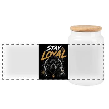 Stay Loyal Dog Shirt Hund Cool Design Streetwear - Panorama Keksdose mit Holzdeckel - Weiß - Vorne