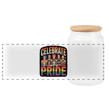 Celebrate Pride LGBTQ Regenbogen - Panorama Keksdose mit Holzdeckel - Weiß - Vorne