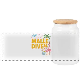 Malle Divas On Tour Women's Flamingo Mallorca Party - Panoramic Cookie Jar with Wooden Lid - white - Front