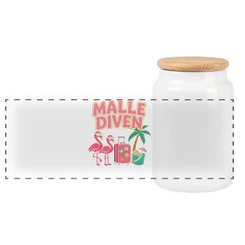 Malle Divas en tournée Fête féminine Flamingo à Majorque - Boîte à biscuits avec couvercle en bois - blanc - Devant