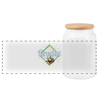 Teresina Piaui in Brasilien Retro Tukan Souvenir - Panorama Keksdose mit Holzdeckel - Weiß - Vorne