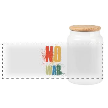 NO WAR – Statement für den Frieden gegen den Krieg - Panorama Keksdose mit Holzdeckel - Weiß - Vorne