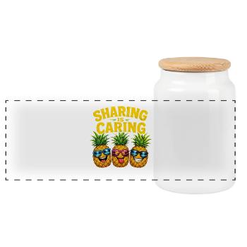  Sharing Is Caring Lustige Ananas Mit Sonnenbrille - Panorama Keksdose mit Holzdeckel - Weiß - Vorne