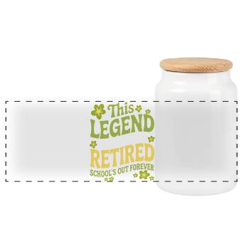 teacher Retirement Gifts for Teachers Retirement - Panoramic Cookie Jar with Wooden Lid - white - Front